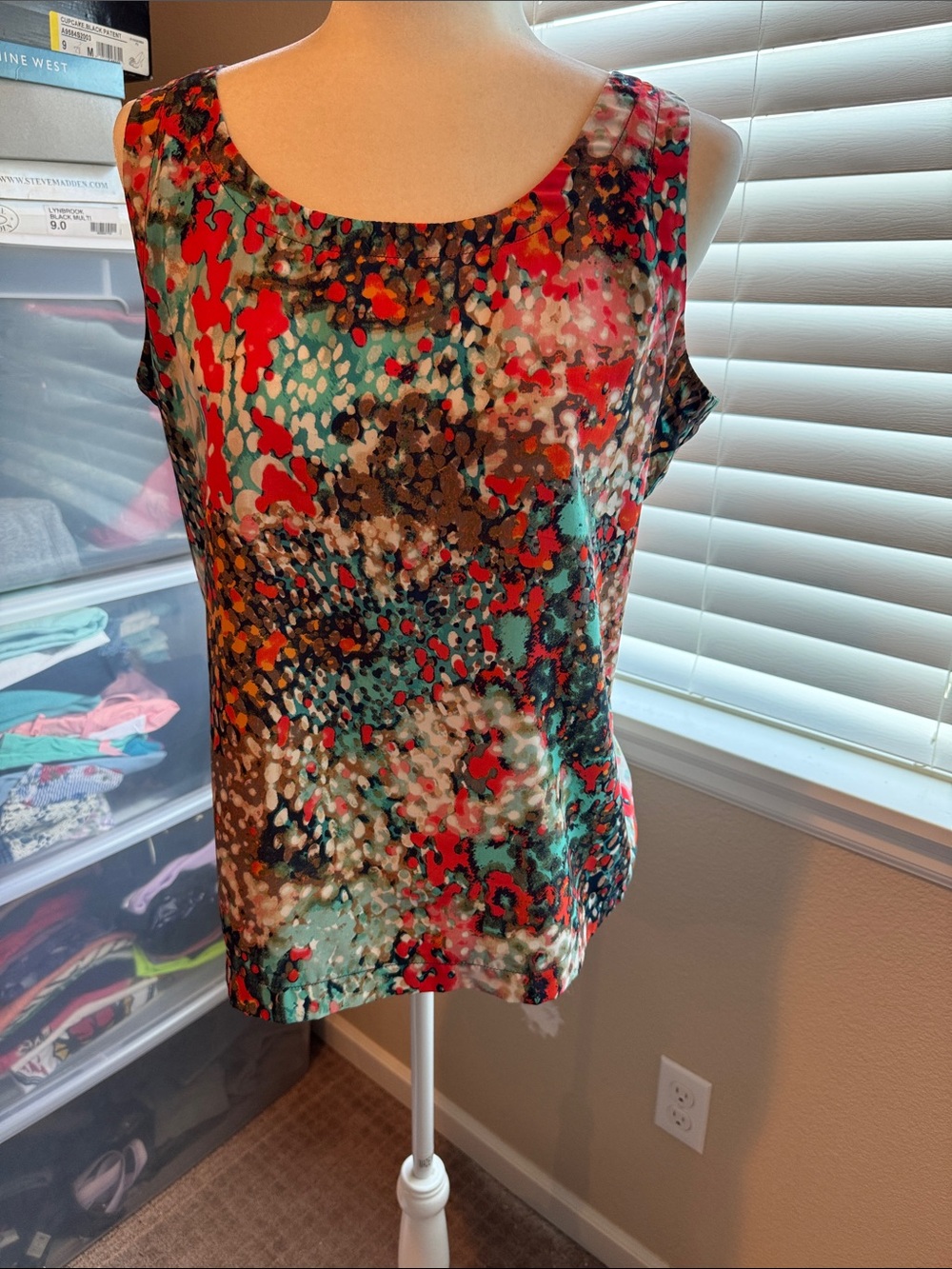 Sleeveless Multi-Color Printed Blouse With Back Detail
